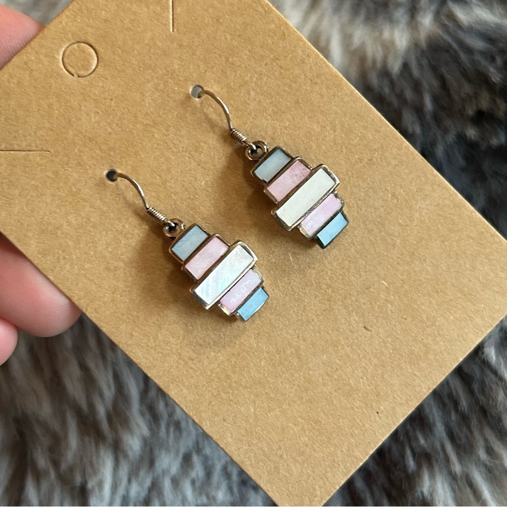 Handcrafted colorful enamel 925 sterling silver dangle earrings